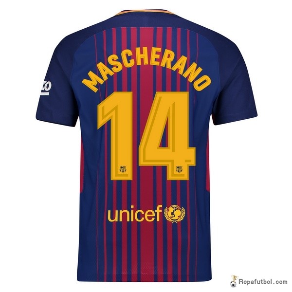 Camiseta Barcelona Replica Primera Ropa Mascherano 2017/18 Azul